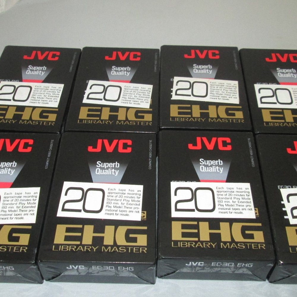 8 New JVC EHG Library Master 20 min Compact Video Cassettes